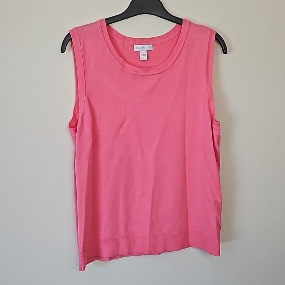 Charter Club Barbie Pink Scoop Neck Tank Top Large